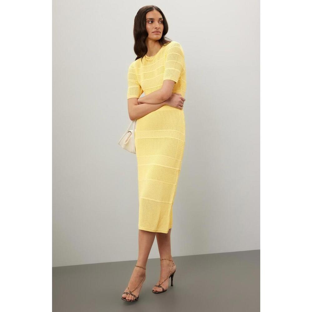 Jason Wu x RTR Yellow Knit Midi Dress Size XS with Hole